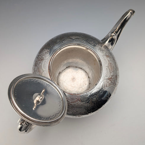 19世紀末英國古董銀盤茶壺